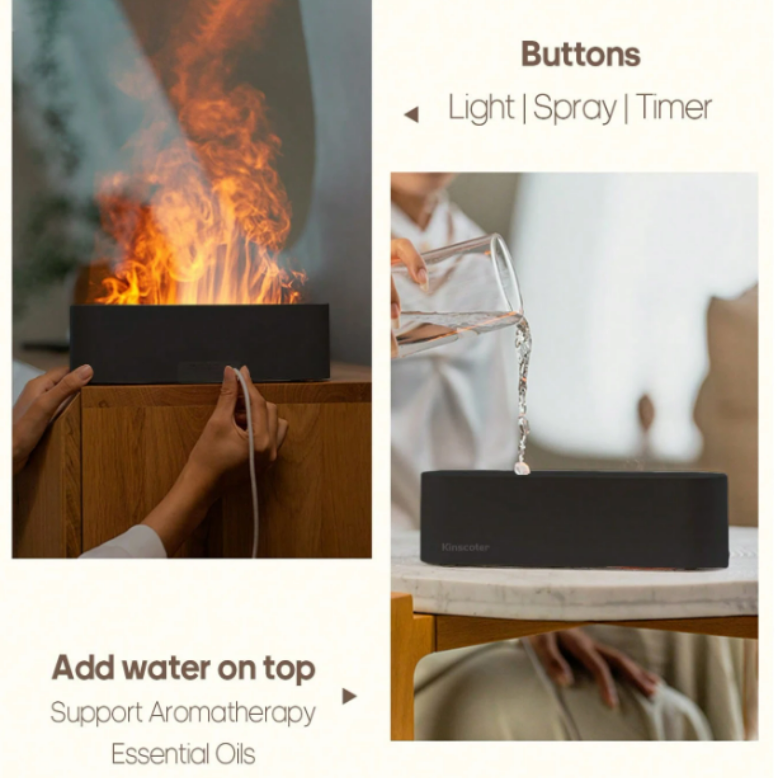 Premium LED Flame Aroma Diffuser & Humidifier