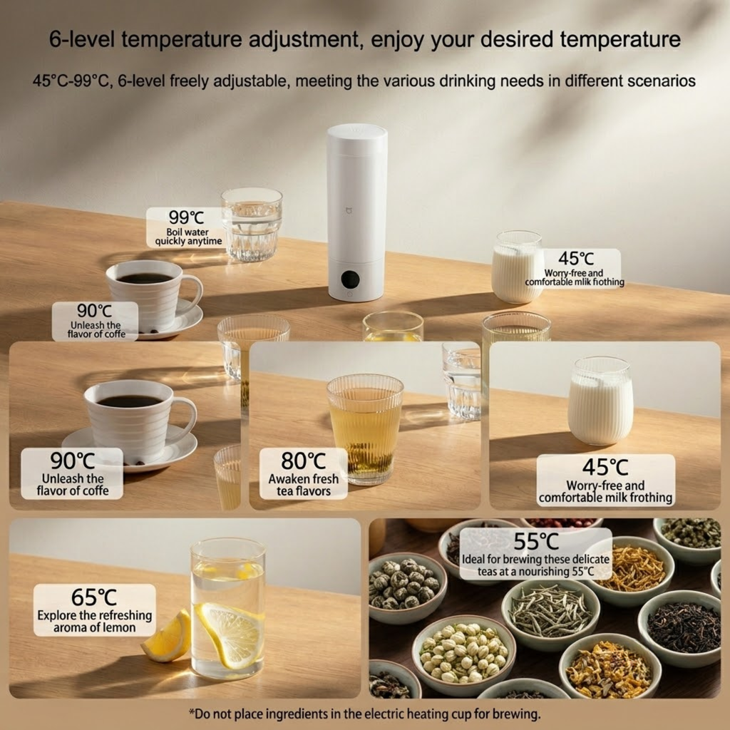 Smart Closed-Lid Travel Electric Heating Cup