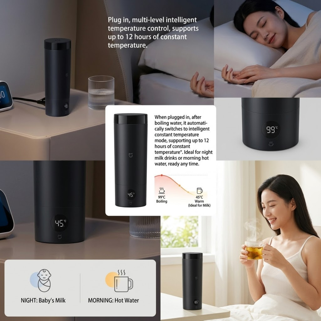 Smart Closed-Lid Travel Electric Heating Cup
