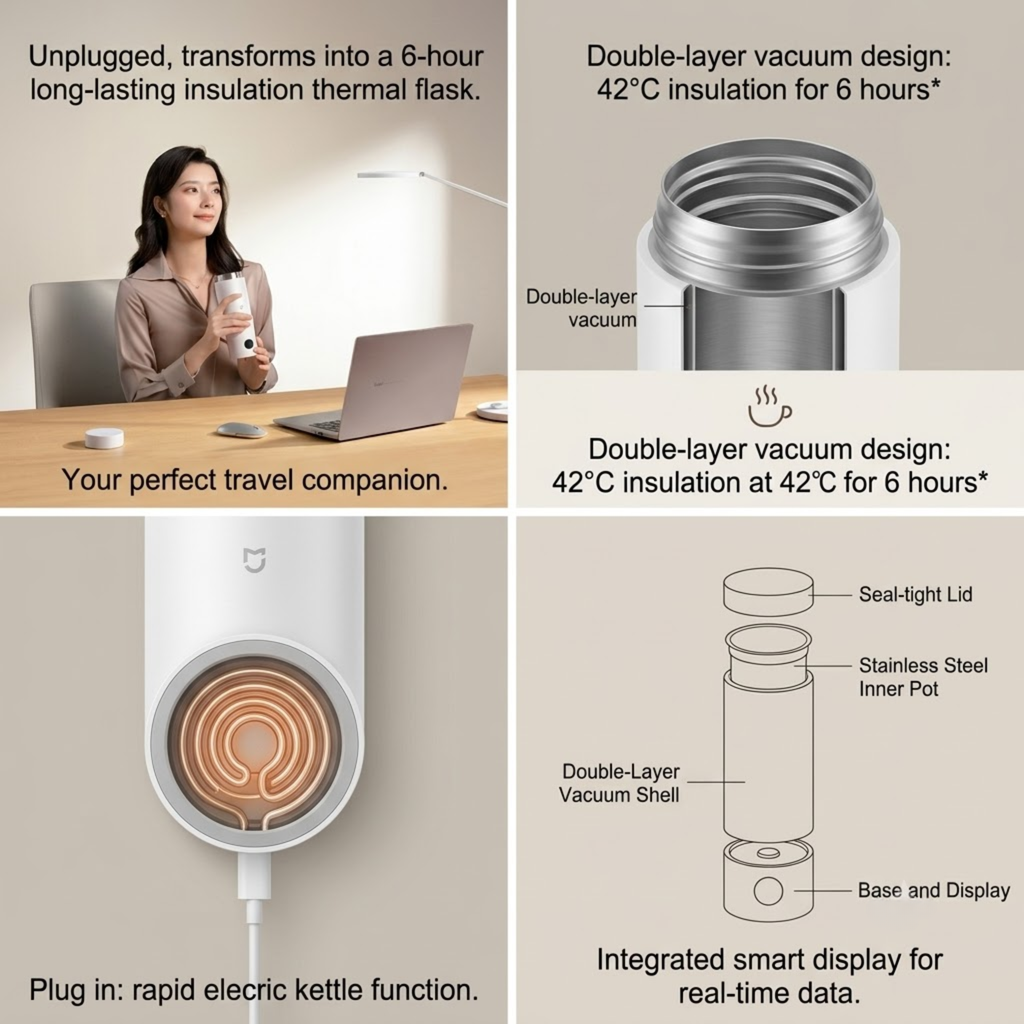 Smart Closed-Lid Travel Electric Heating Cup