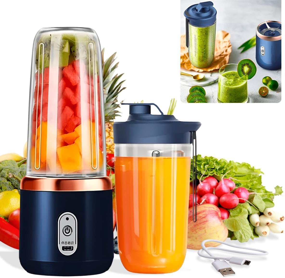 6-Blade Convertible Portable USB Blender