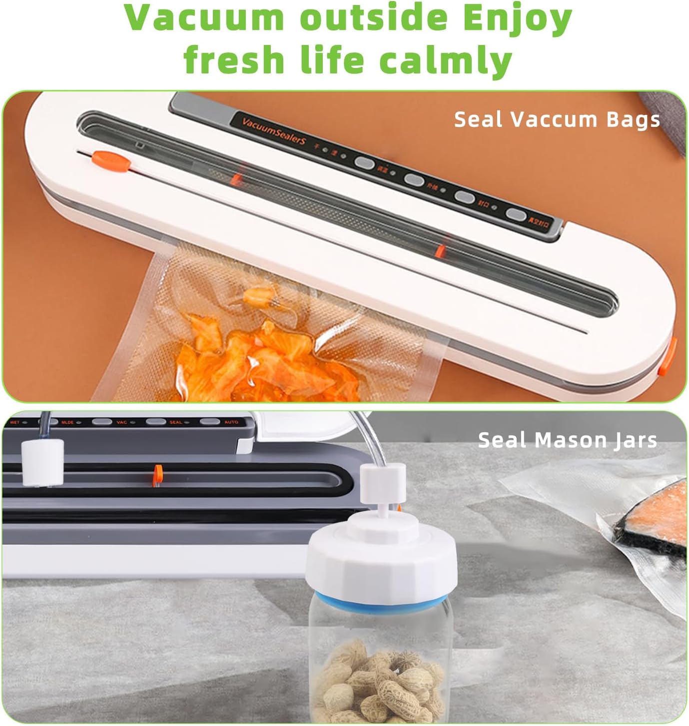 2-in-1 Smart Touch Vacuum Sealer Machine with Built-in Cutter for Wet/Dry Food