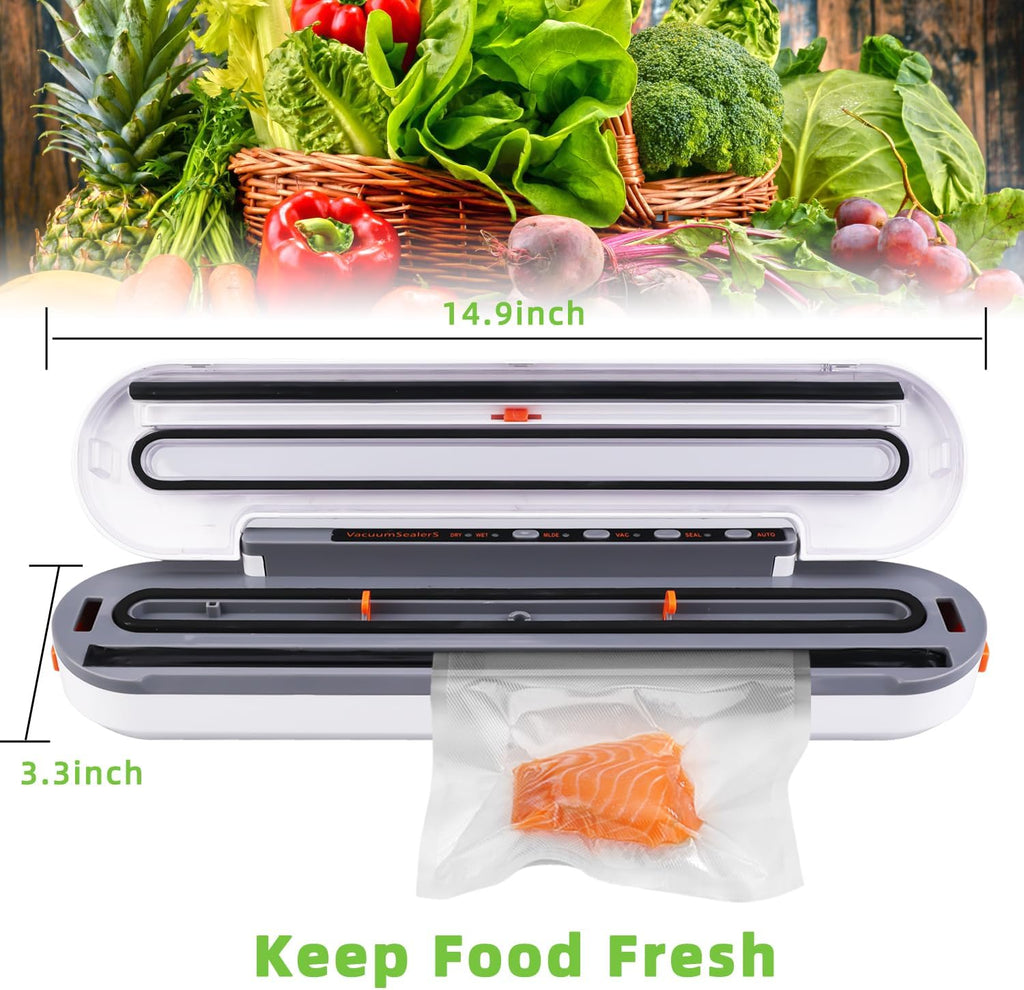 2-in-1 Smart Touch Vacuum Sealer Machine with Built-in Cutter for Wet/Dry Food
