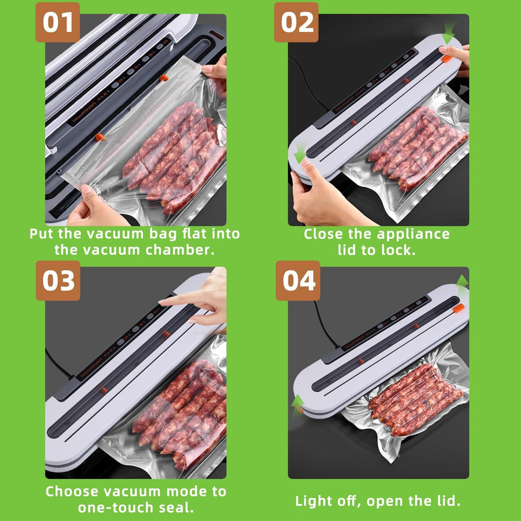 2-in-1 Smart Touch Vacuum Sealer Machine with Built-in Cutter for Wet/Dry Food