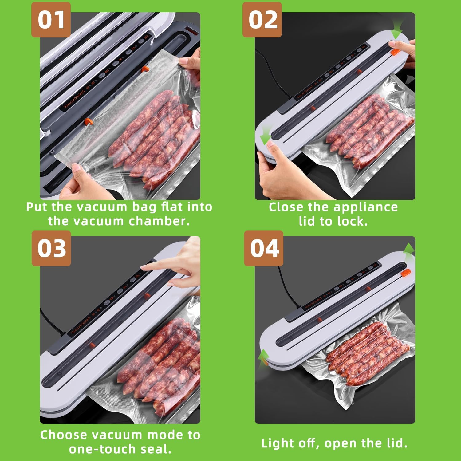 2-in-1 Smart Touch Vacuum Sealer Machine with Built-in Cutter for Wet/Dry Food