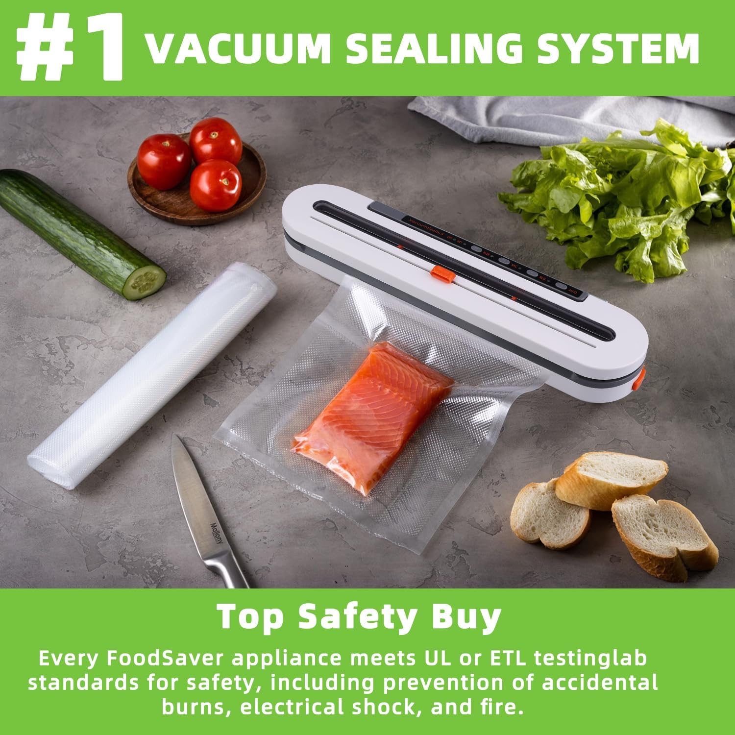 2-in-1 Smart Touch Vacuum Sealer Machine with Built-in Cutter for Wet/Dry Food