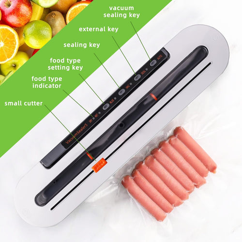 2-in-1 Smart Touch Vacuum Sealer Machine with Built-in Cutter for Wet/Dry Food