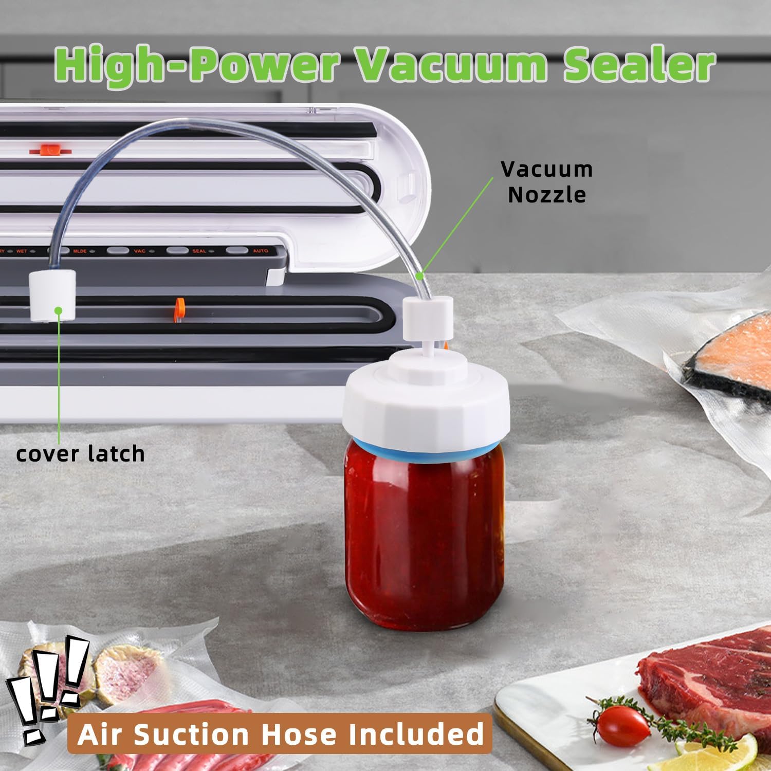 2-in-1 Smart Touch Vacuum Sealer Machine with Built-in Cutter for Wet/Dry Food