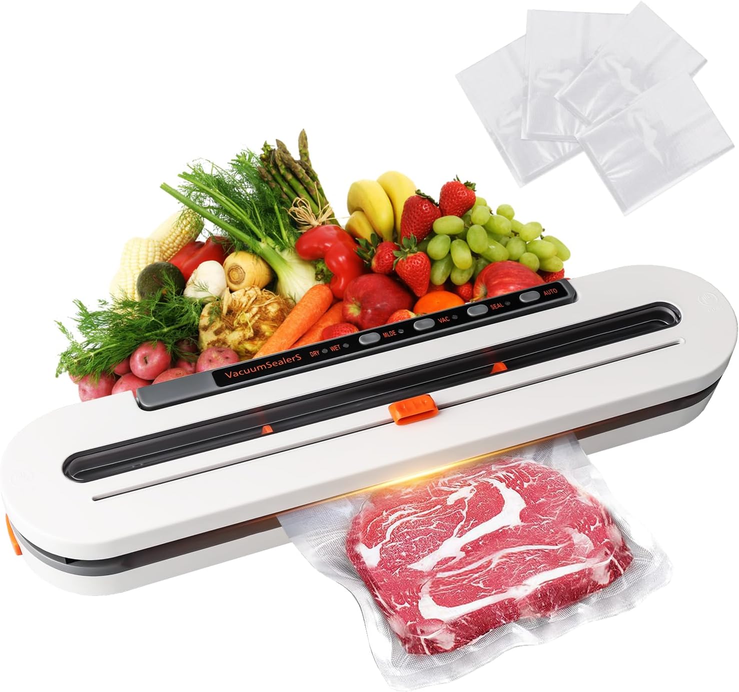 2-in-1 Smart Touch Vacuum Sealer Machine with Built-in Cutter for Wet/Dry Food